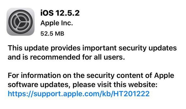 吉安苹果手机维修分享iOS12.5.2发布，建议所有老苹果用户安装 